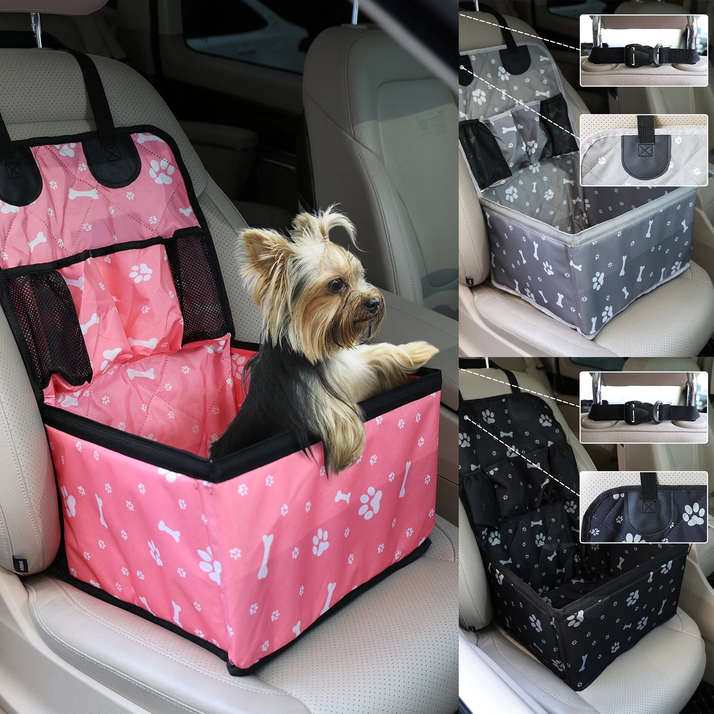 PaiPaitek Universal Pet Car Seat With Storage Pockets