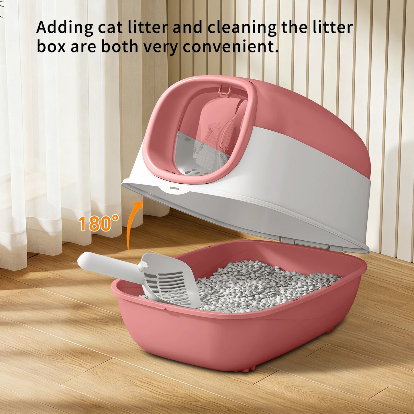 Switchable Open Semi-Enclosed Cat Litter Box for Multi-Cat Homes