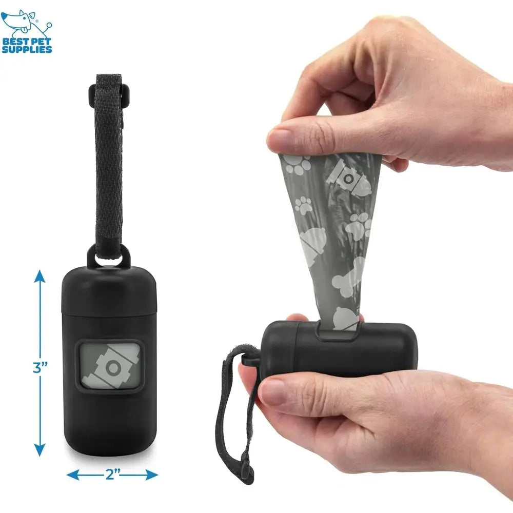 Dog Poop Bag Holder Leash Attachment With 30 Bags Dispenser