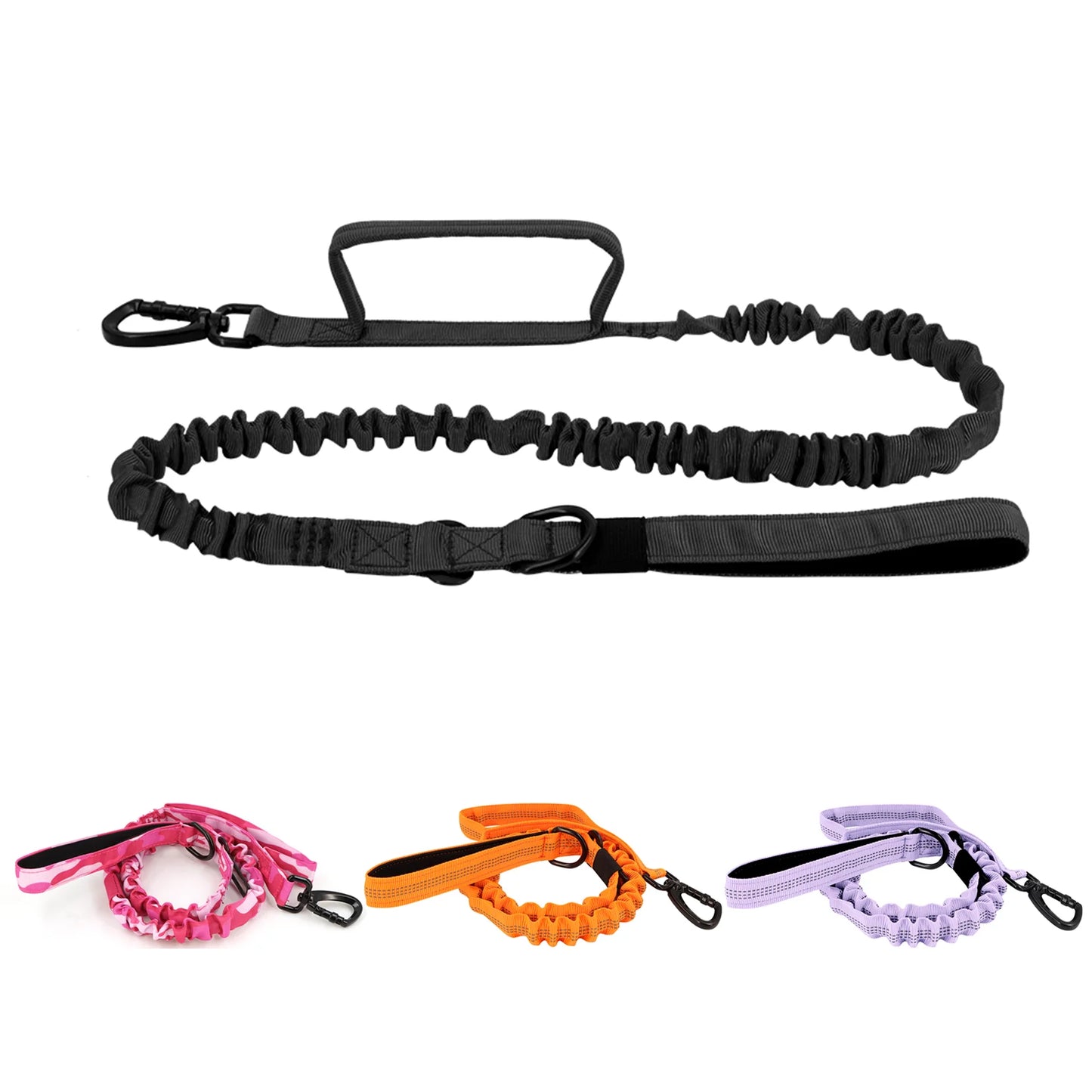 Dog Leash With Adjustable Elastic Rope And Dual Handles