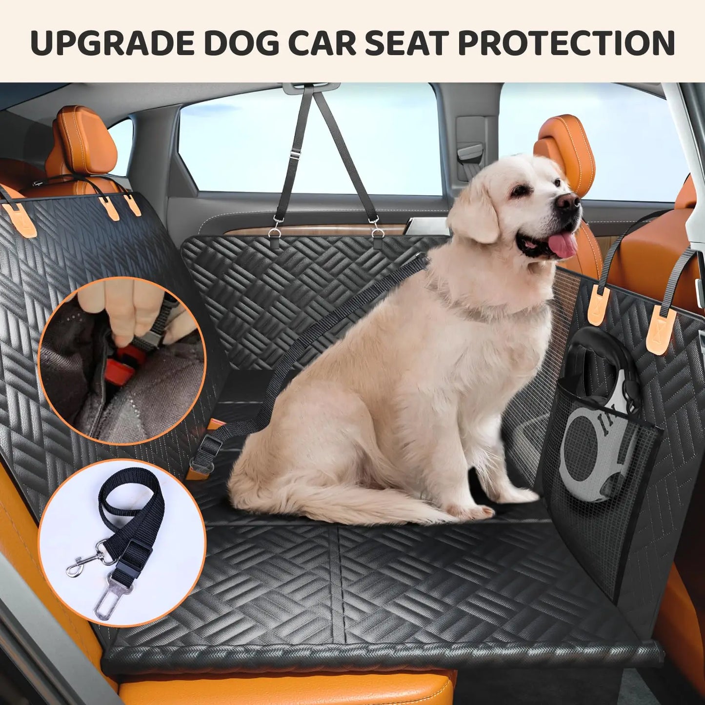 NONECN Car Rear Seat Dog Hammock Cover with Hard Bottom Extender