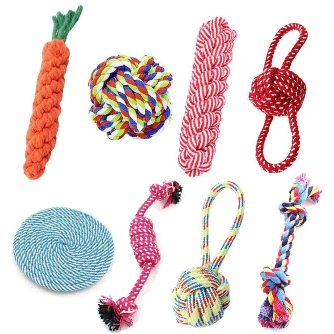 Dog Rope Toy Carrot Knot Ball Chew Toy Durable Braided Teeth Cleaning