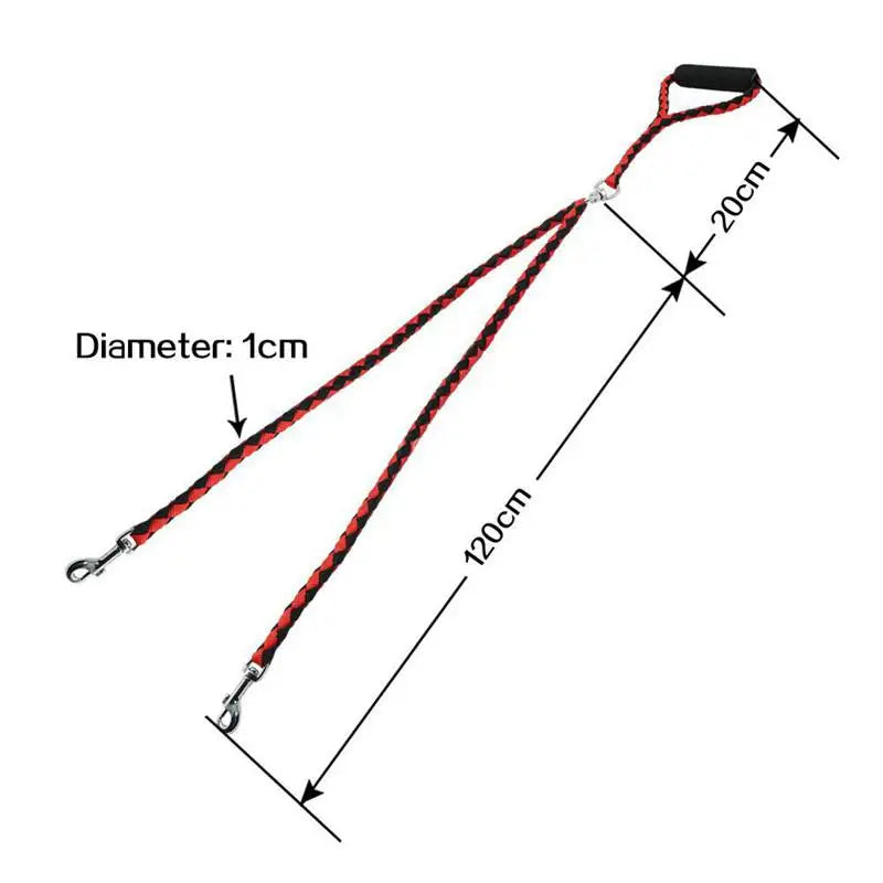 Double Pet Leash For Two Dogs Durable Anti Tangle Walking