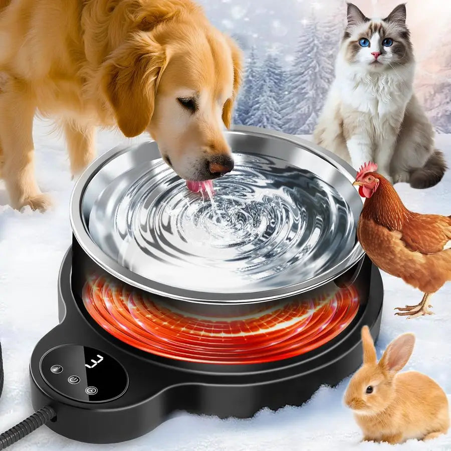Water Bowl for Dog Cat,Outdoor Heated Pet Bowl Food Bowl with 3 Temperature Settings amp 12H Timer,50 oz Removable Stainless Ste
