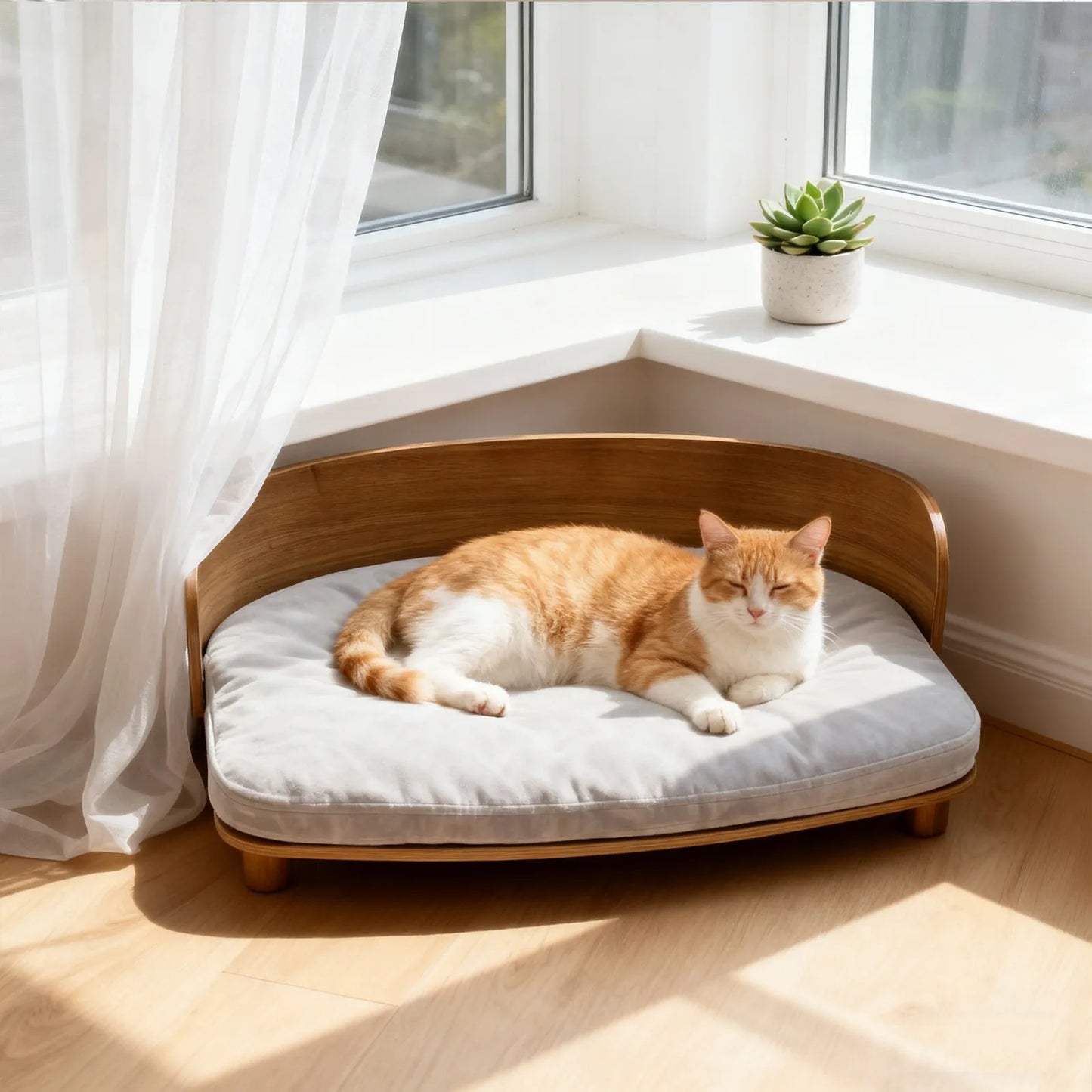 Borwart Elevated Wood Pet Sofa Bed for Dogs Cushion