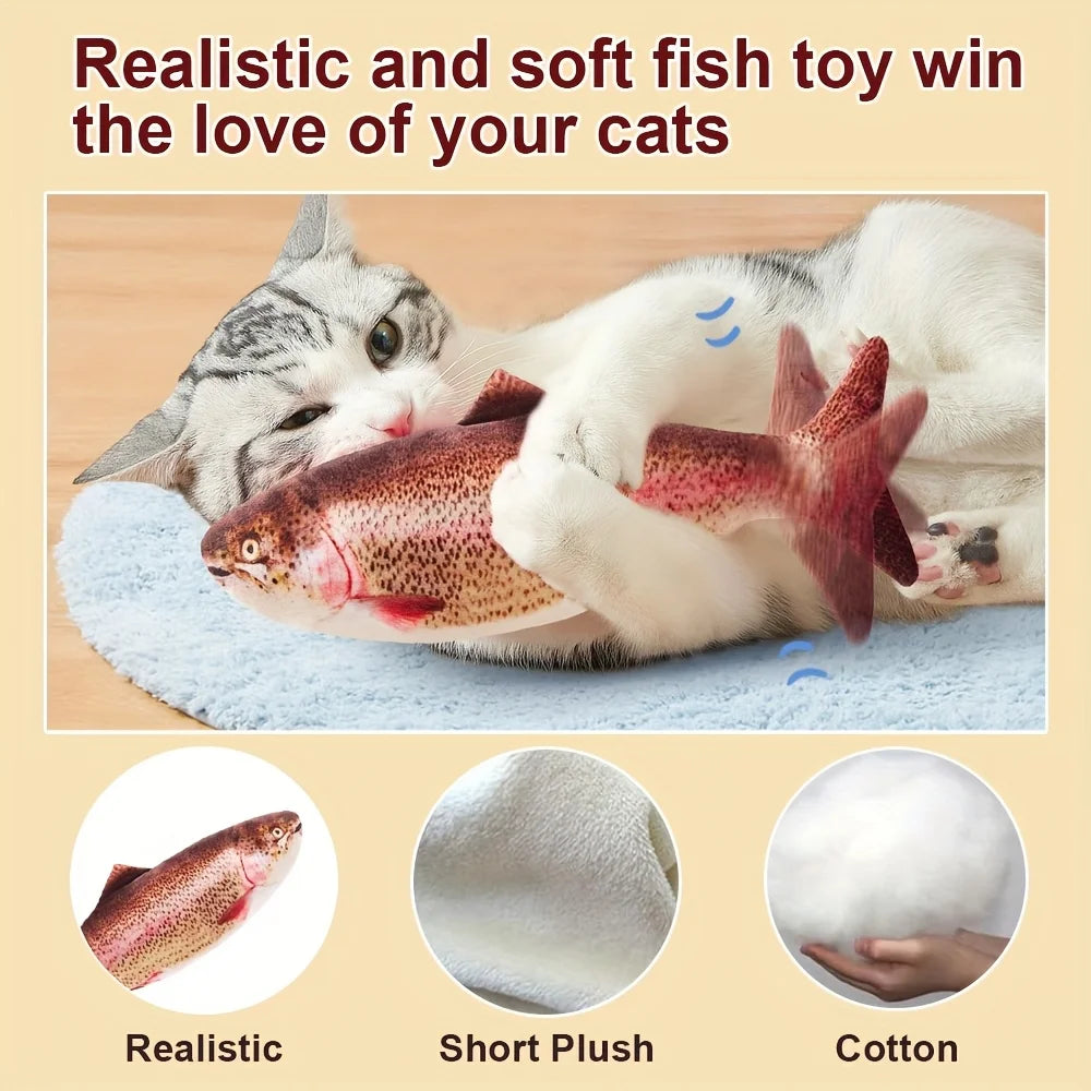 3pcs Floppy Fish Cat Toys, Cat Toys Flopping Fish, Moving Kitten Kicker, Floppy Wiggle Carp for Small Dogs, Soft And Durable,