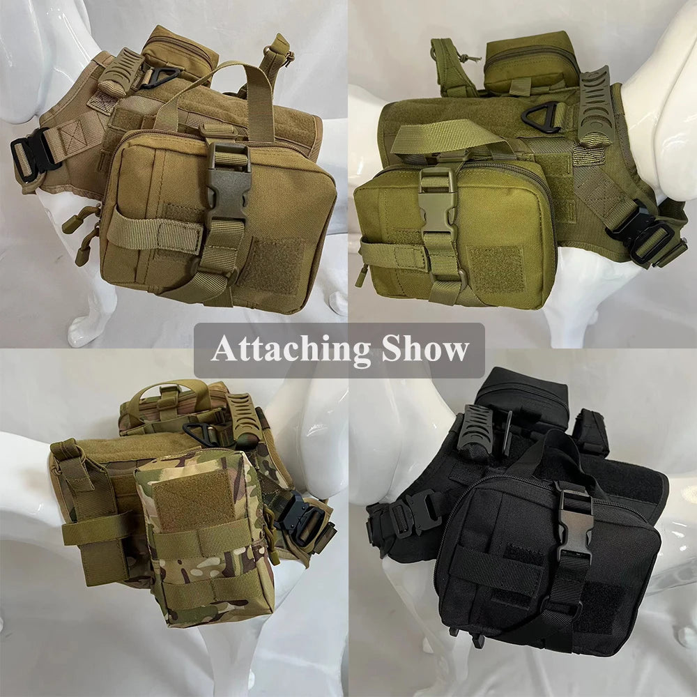 Dog Military Bags Set Molle Pouches Belt Attaching on Harness Sticker Military Dog Training Bags For Large Dogs Accessories