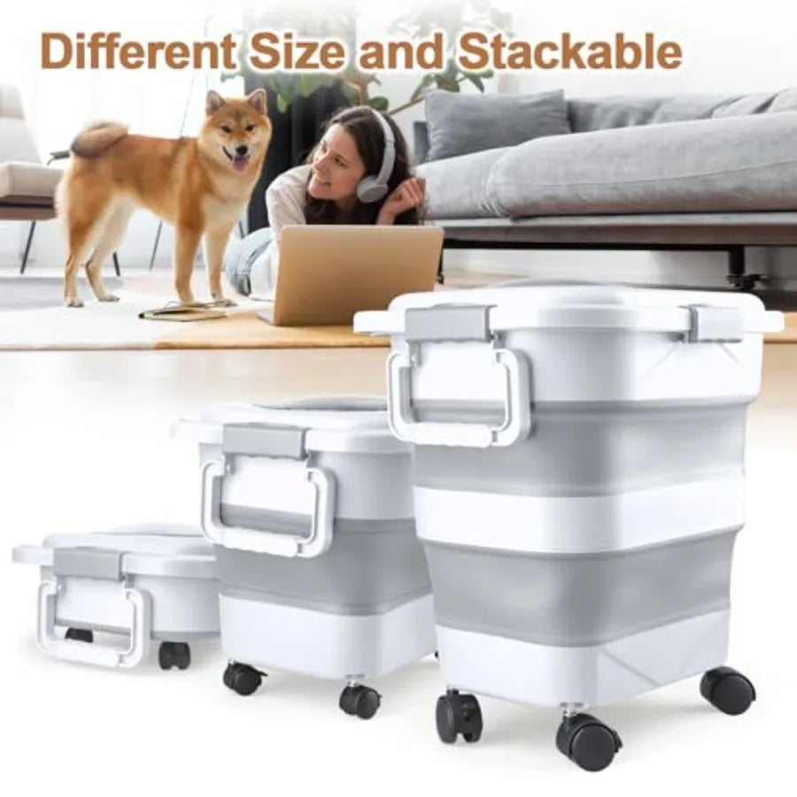 Dog Food Storage Container With Airtight Seal And Wheels