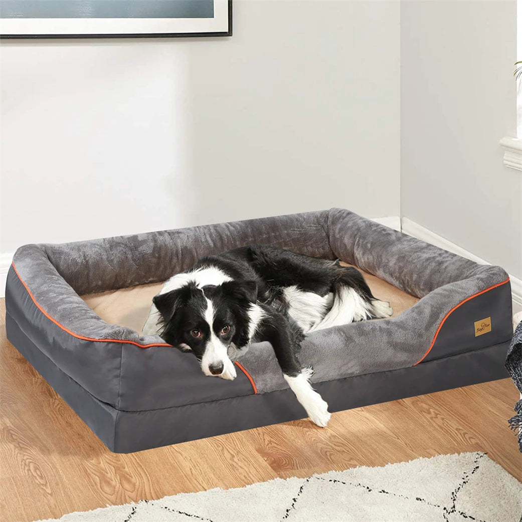 Borwart Orthopedic Memory Foam Dog Bed With Waterproof Removable Cover