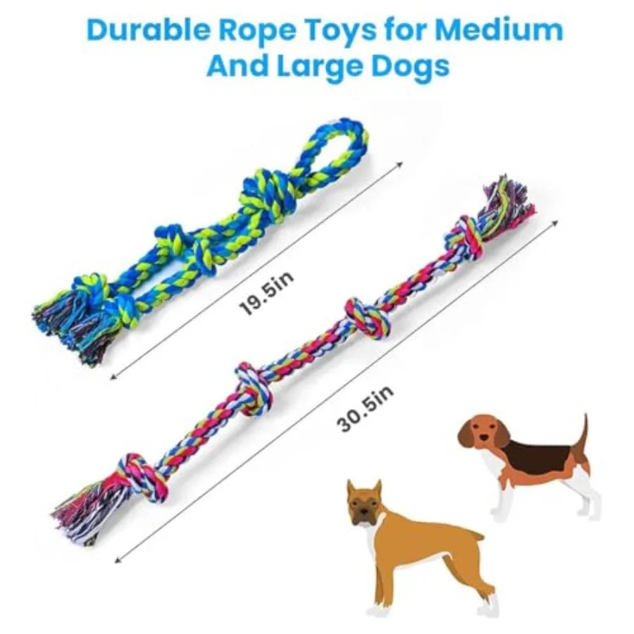 Heavy Duty Dog Rope Toys for Large Breed Aggressive Chewers, 2 Pack Indestructible Teeth Cleaning Tug of War Toy