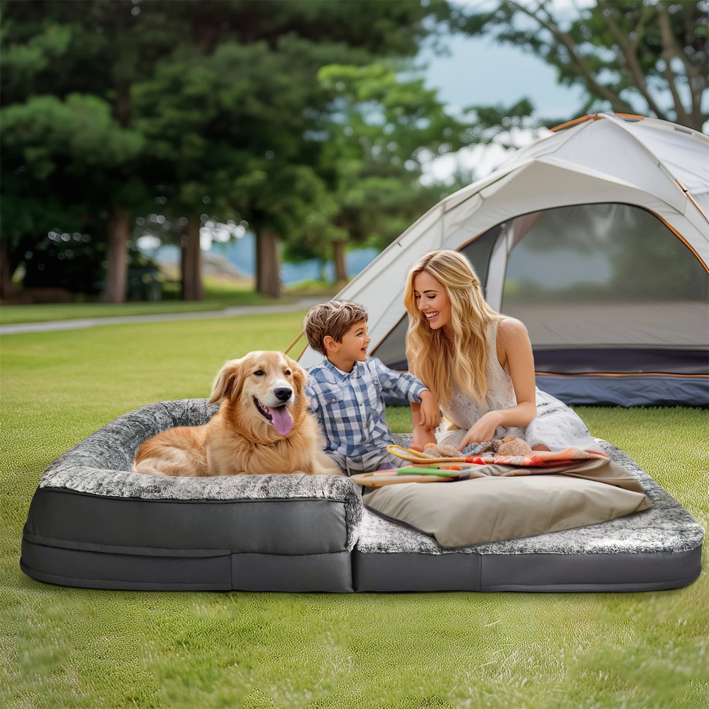 BINGOPAW Foldable Orthopedic Dog Bed With Cushion Bolster