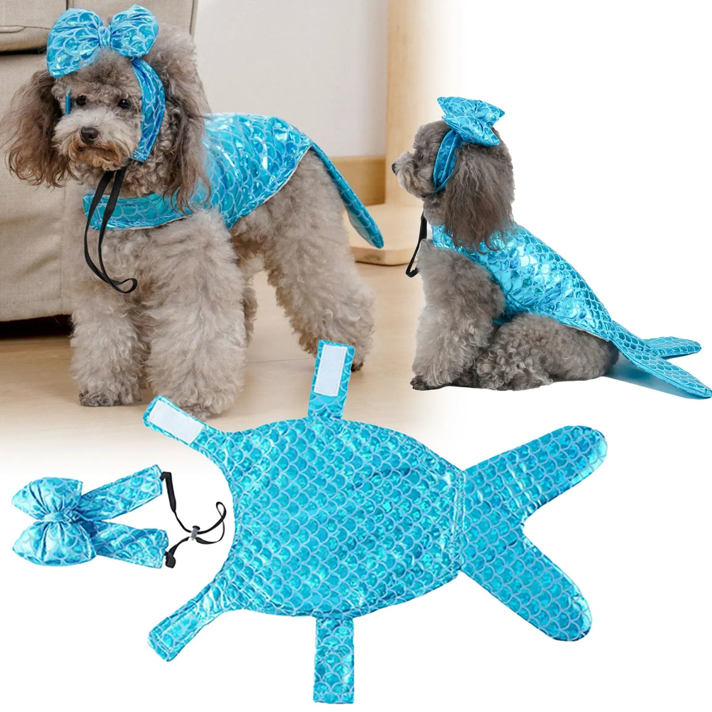 HOBBAGGO Personalized Mermaid Dog Costume For Cosplay And Parties