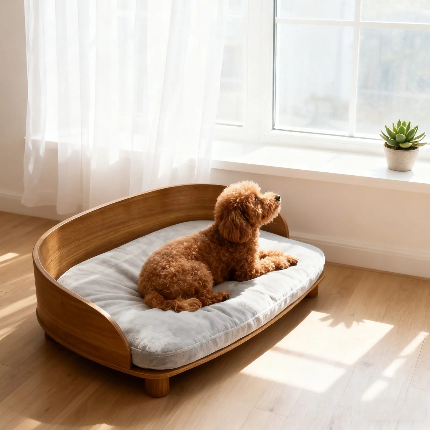 Borwart Elevated Wood Pet Sofa Bed for Dogs Cushion