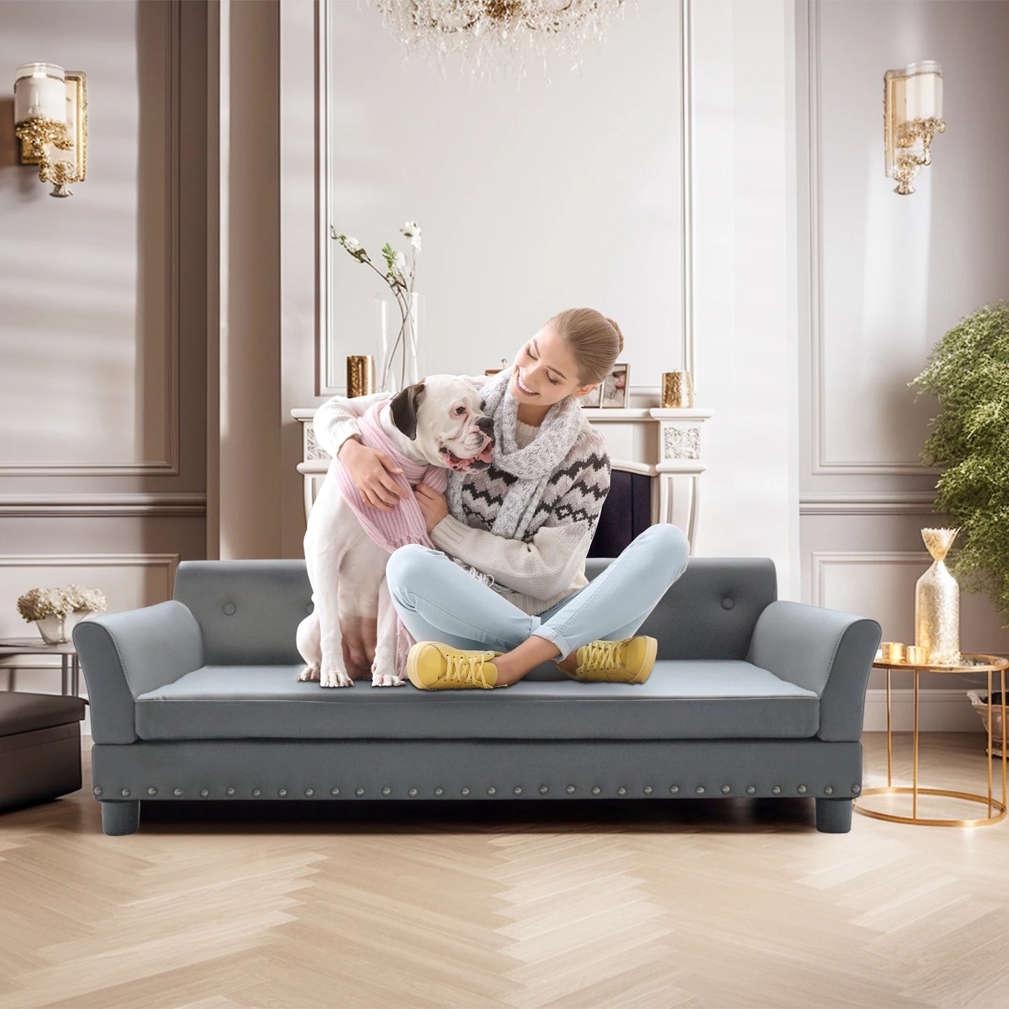 BORWART Heavy Duty Raised Pet Sofa Bed Cushioned Dog Cat Lounge
