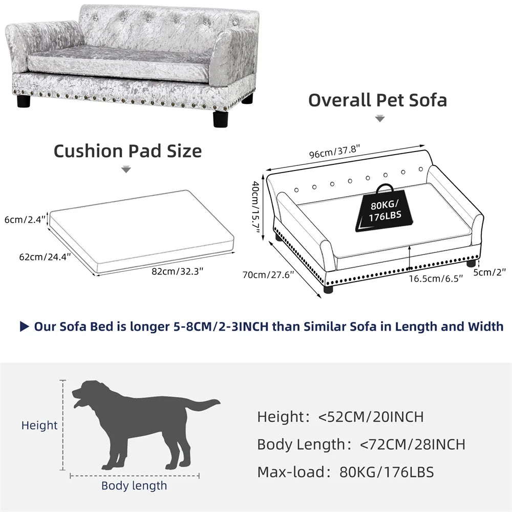 BORWART Heavy Duty Raised Pet Sofa Bed Cushioned Dog Cat Lounge