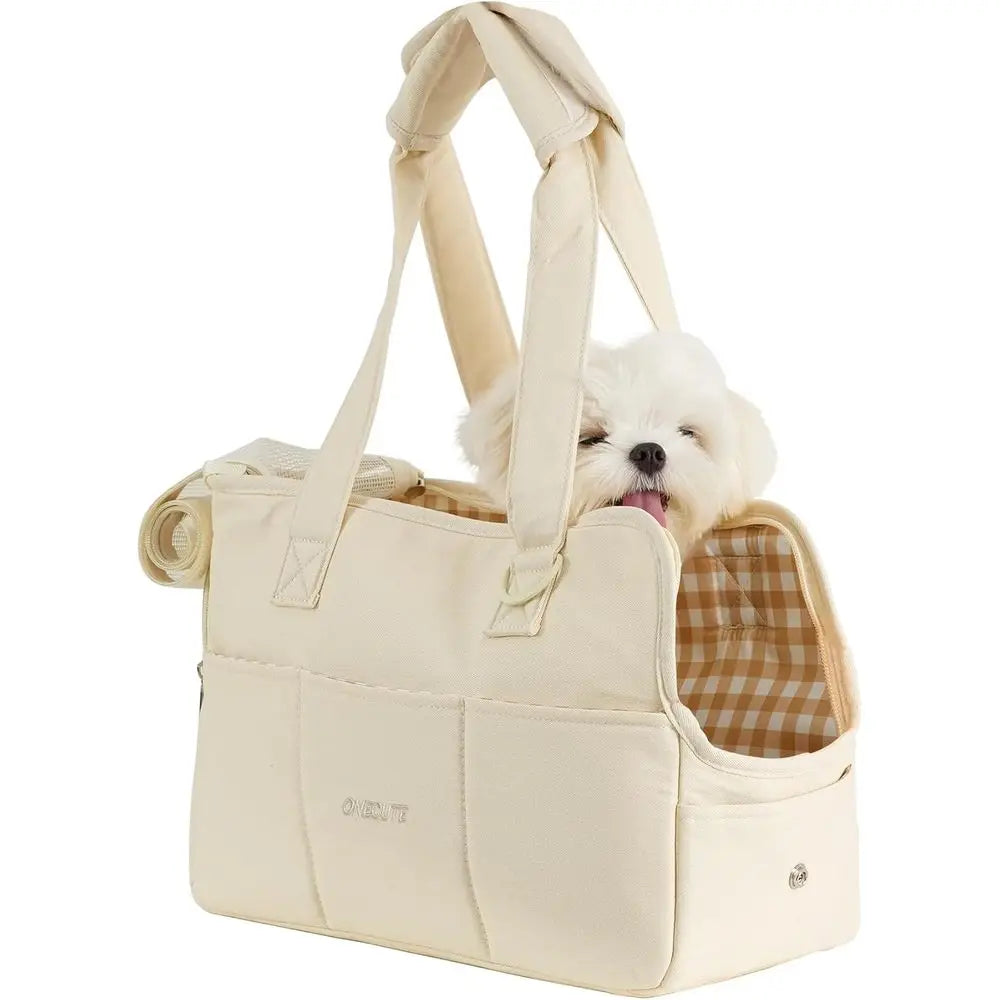 Dog Purse Carrier for Small Dogs Rabbit cat with Large Pockets, Cotton Bag, Dog Carrier Soft Sided, Collapsible Travel Puppy Car