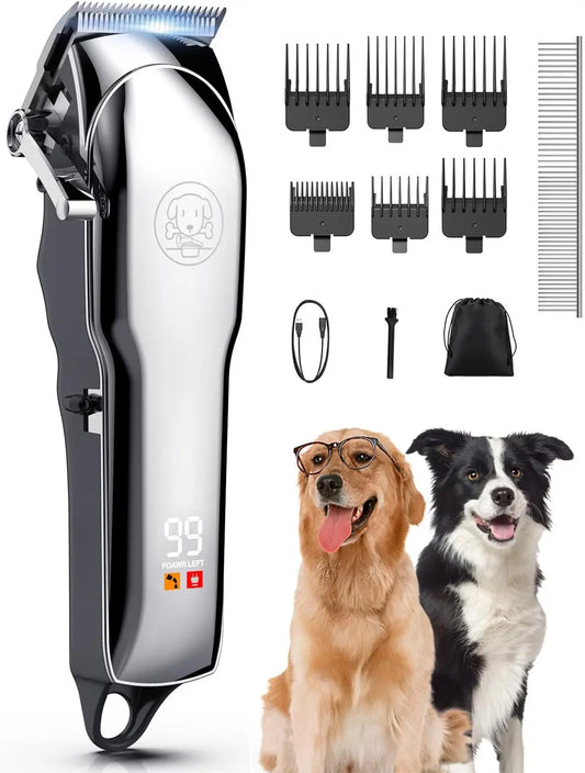 Quiet Cordless Pet Grooming Clippers With Ceramic Blade LED Display