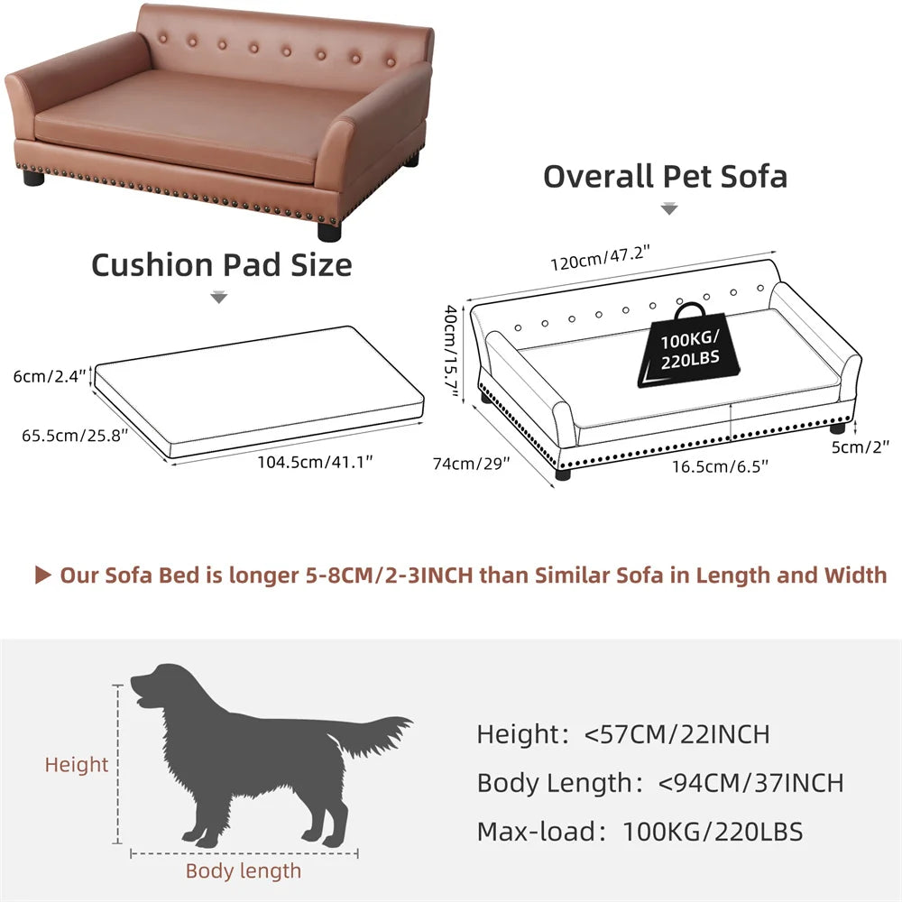 BORWART Heavy Duty Raised Pet Sofa Bed Cushioned Dog Cat Lounge