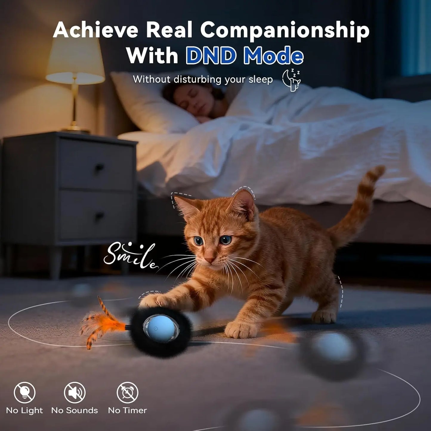 Interactive Cat Toy with Motion Ball & Play Mat, Hide Seek Exercise Game for Indoor Cats, Rechargeable Moving Ball
