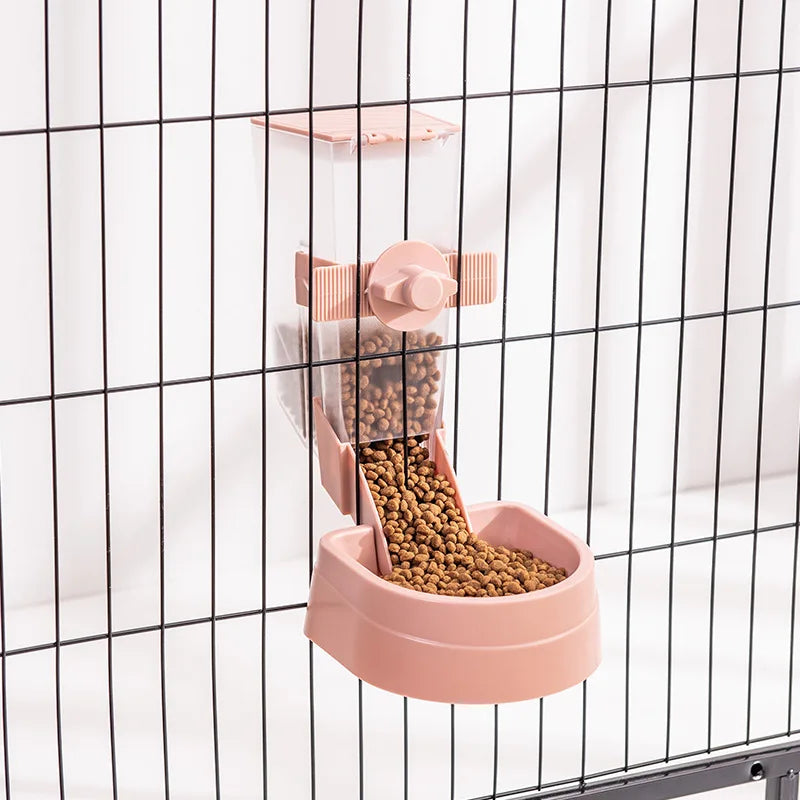 Automatic Pet Feeder Cage Hanging Bowl Water Bottle Dispenser For Pets