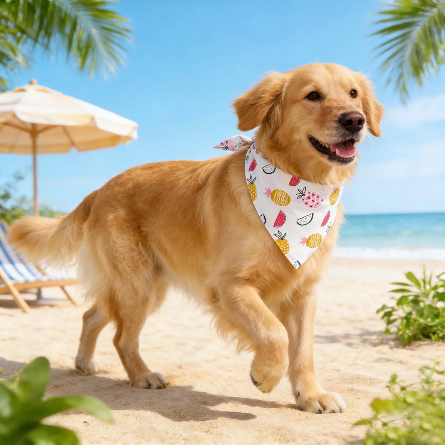 Soft Washable Fruit Floral Dog Bandana For Pets