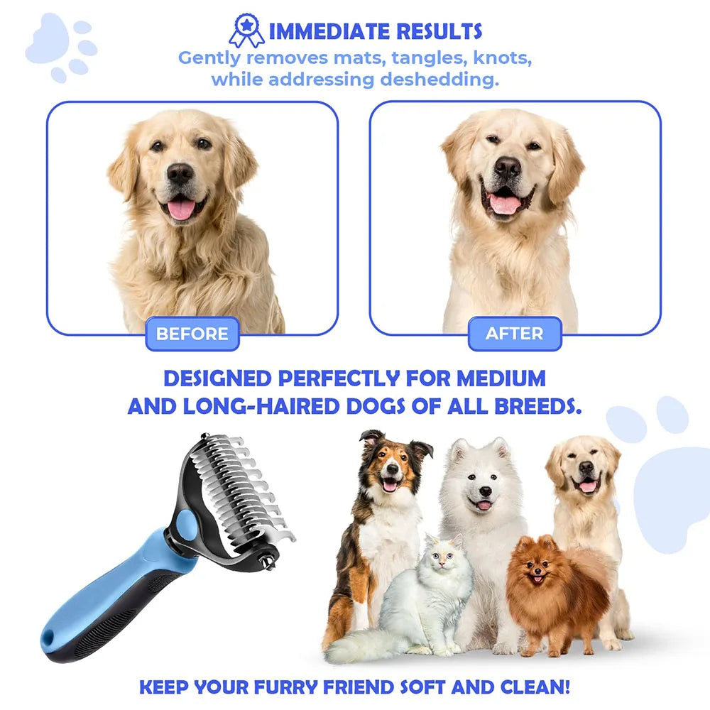 Dog Grooming Rake and Metal Comb Deshedding Brush for Pets