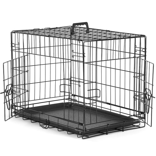 JHK Folding Metal Dog Cage With Leak-Proof Pan For Outdoors