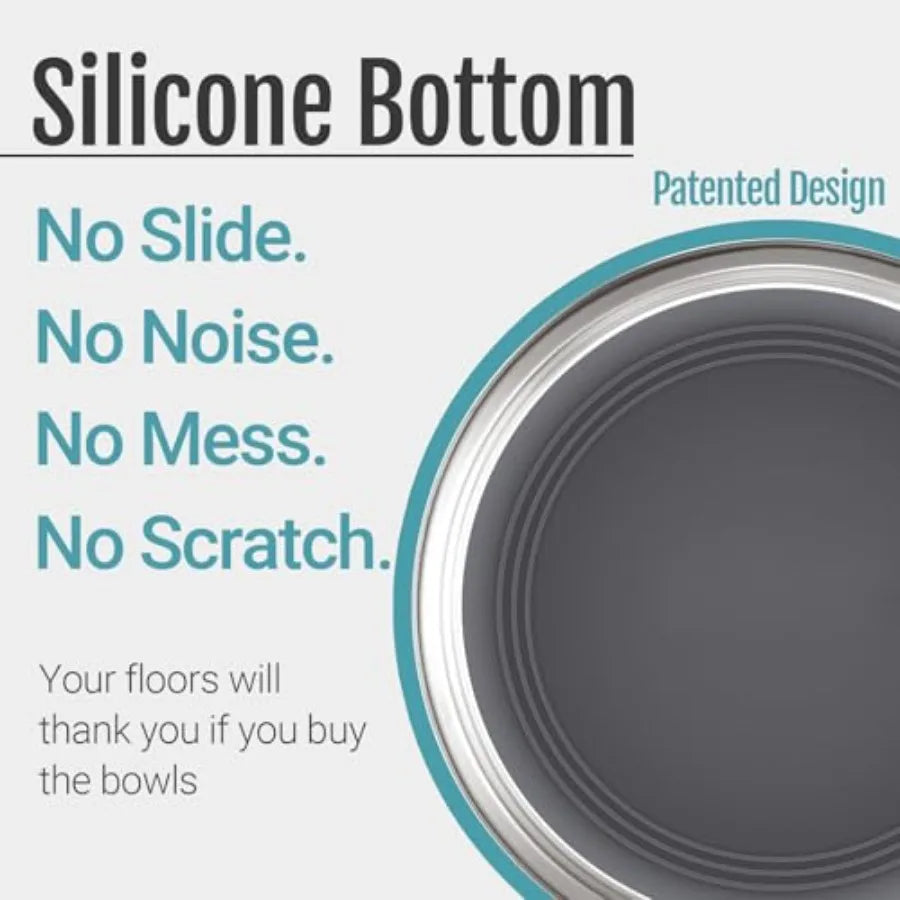 Stainless Steel Dog Cat Bowls Nonslip Silicone Bottoms Dishwasher Safe