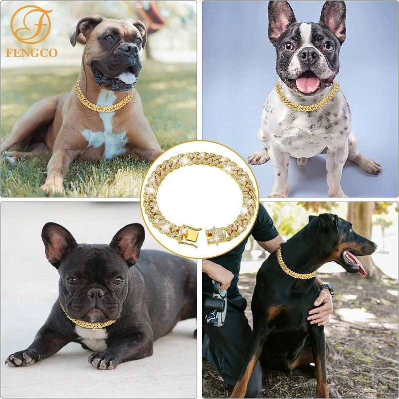 Luxury Dog Chain Collar Stainless Steel Pet Jewelry Necklace