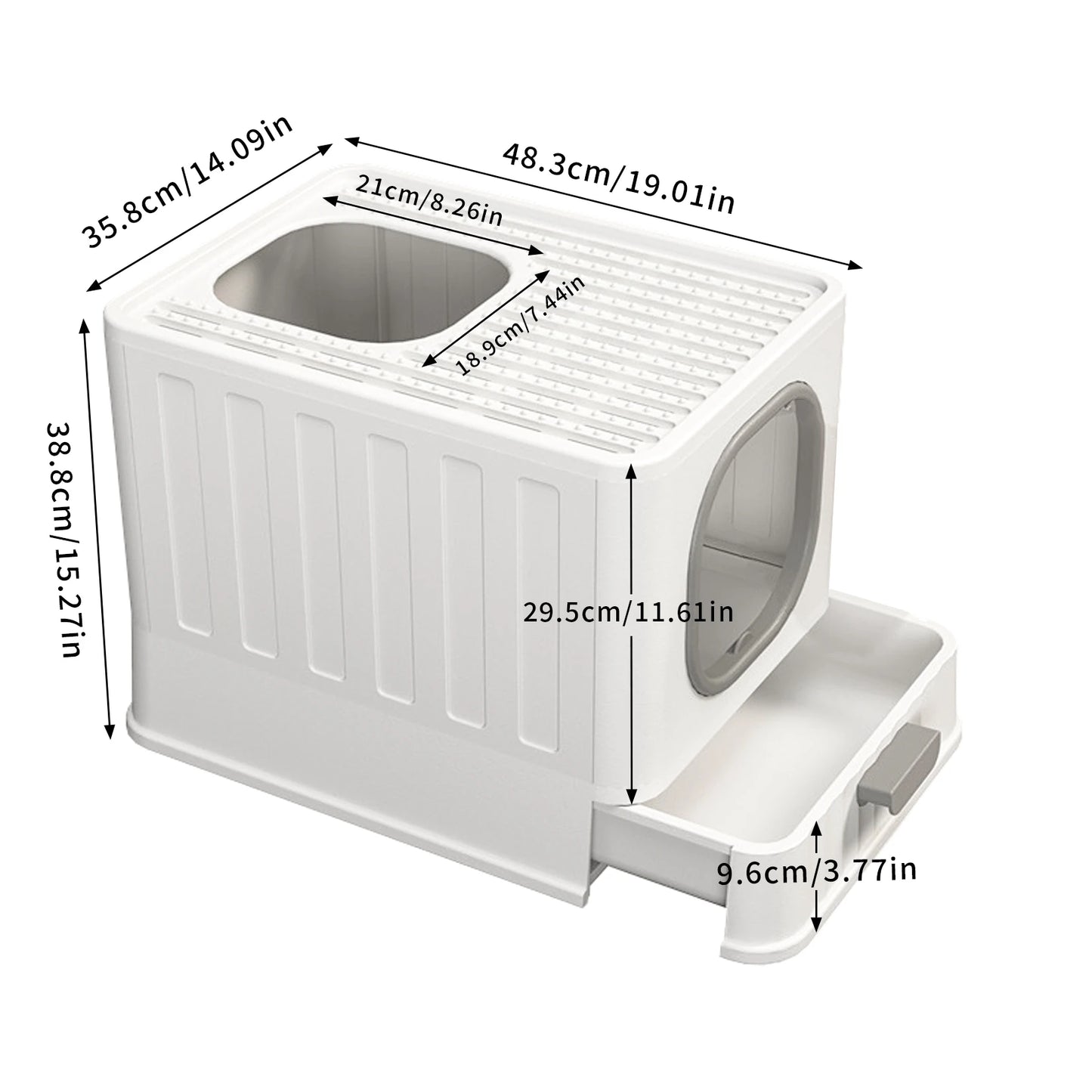 Large Cat Litter Box Enclosed Skylight Drawer With Scoop Covered Tray Pet Toilet