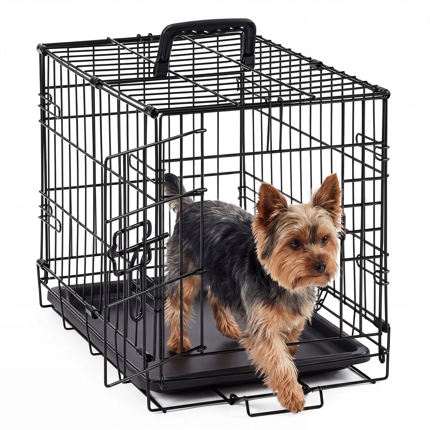 JHK Single Door Dog Crate Metal Kennel With Foldable Tray