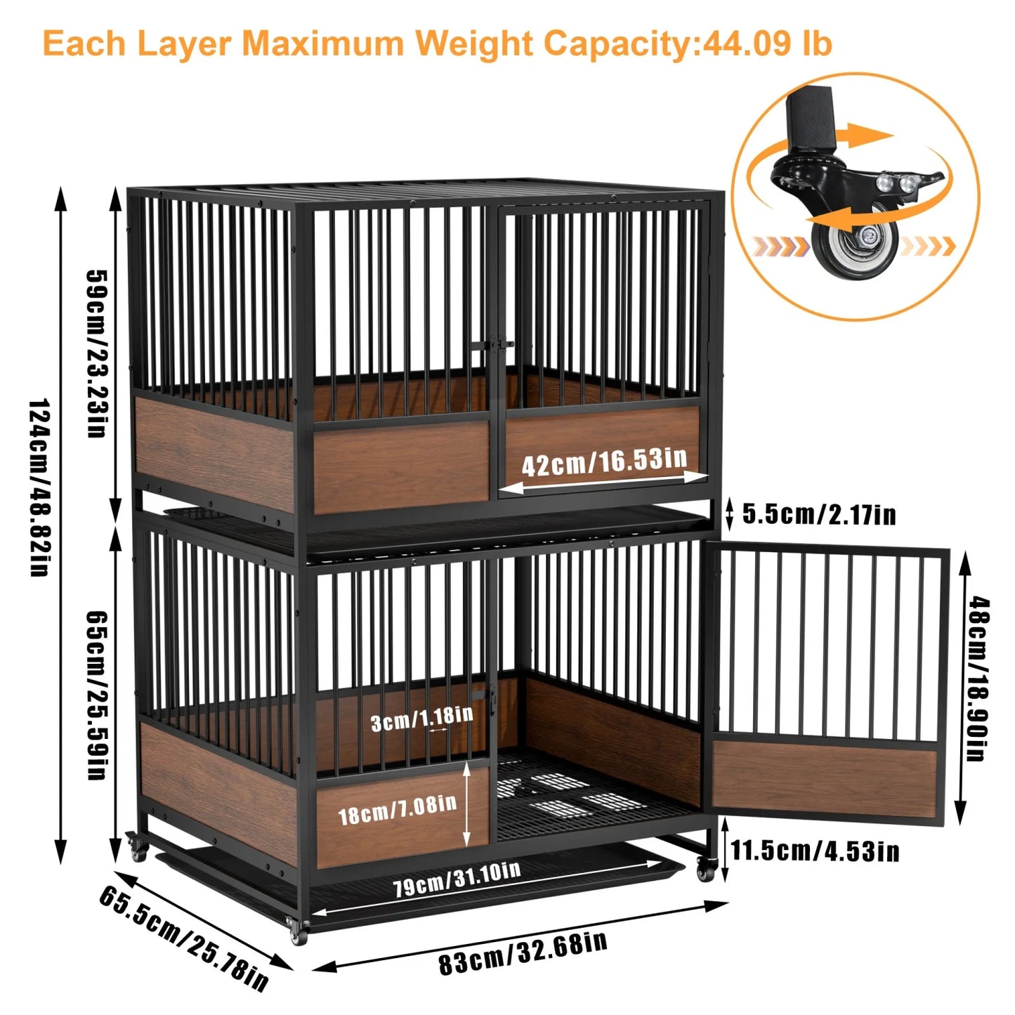 Metal Cat Cage Kennel With Removable Tray For Home Use