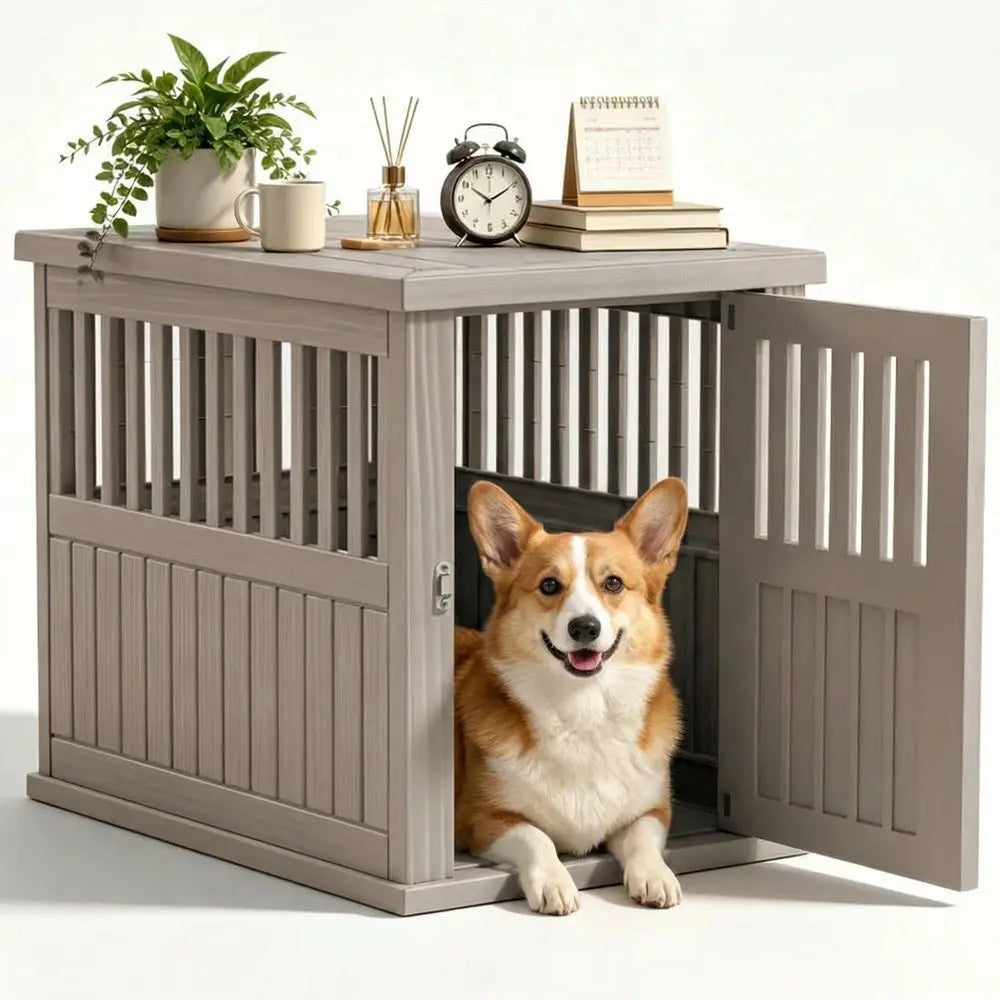 Dog Crate Furniture End Table Kennel Resin For Small Dogs