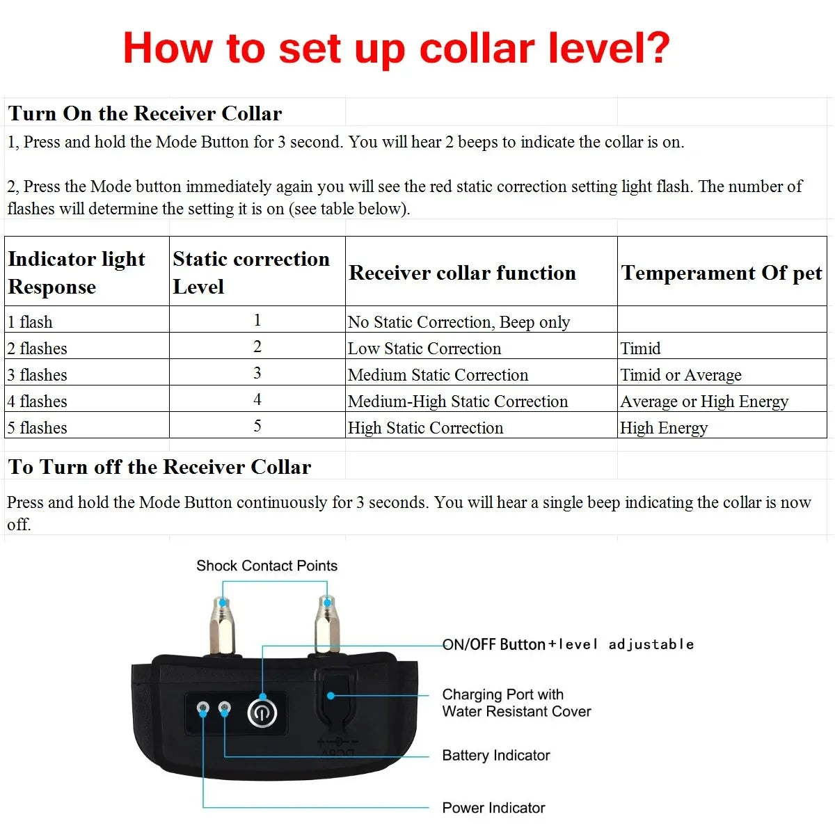 TP16  Dog Electric Fence, Rechargeable Waterproof, 6 Level, Dog Wired Fence Containment, Pet Training Collar, Anti Run Away