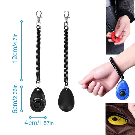 Adjustable Dog Training Clicker With Wrist Strap And Keychain