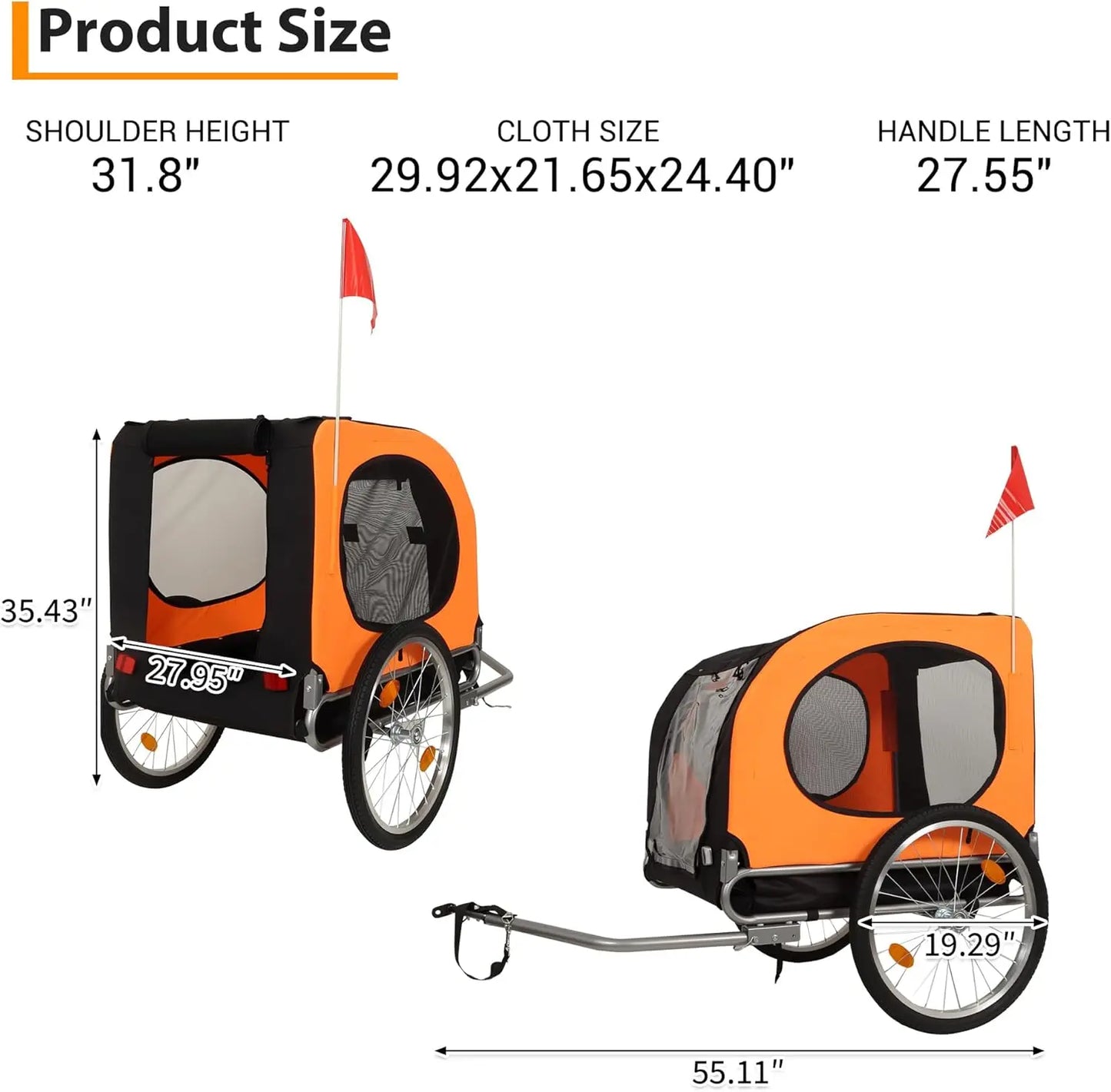 Twister.ck Large Foldable Bike Dog Trailer With Quick Release Wheels
