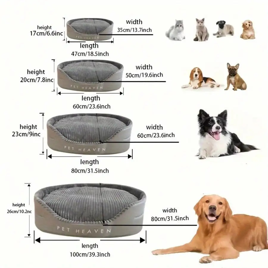 Machine Washable Soft Cozy Pet Bed With Warm Mat Indoor