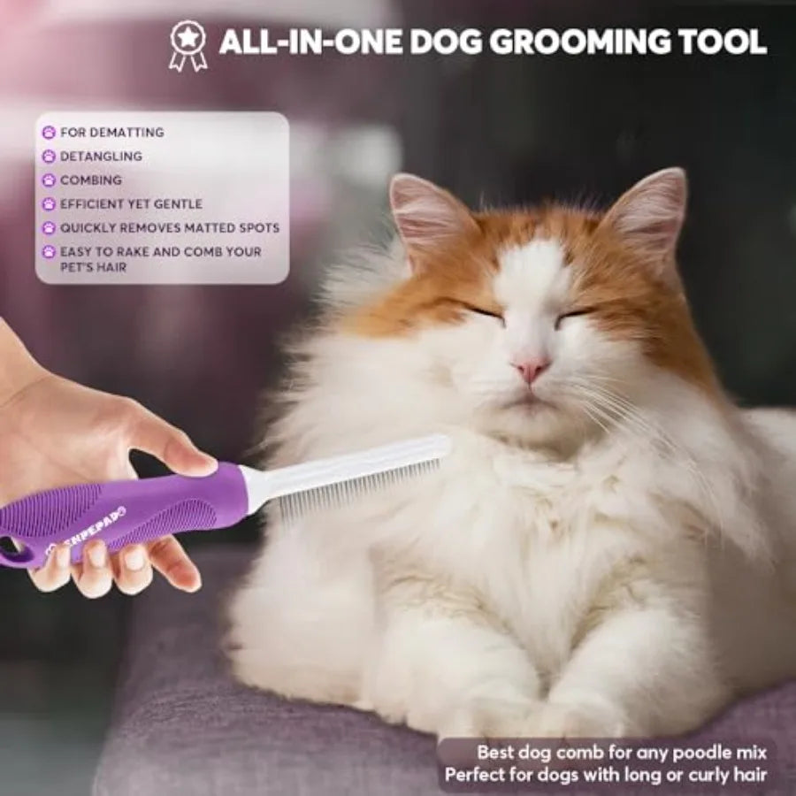 Stainless Steel Grooming Comb For Dogs Cats Detangling Matted Hair