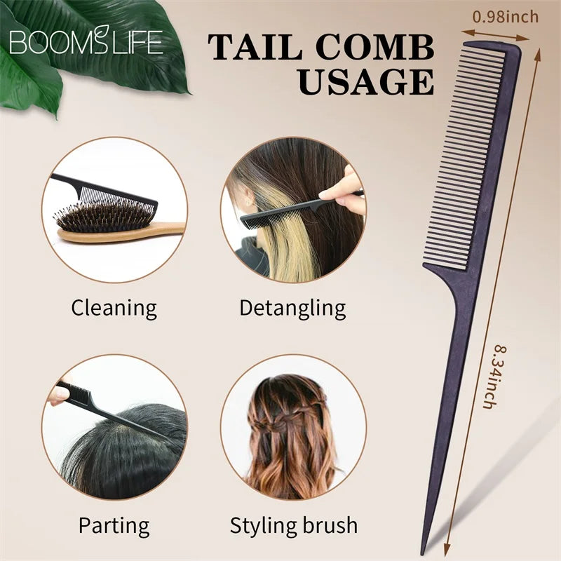 BOOMSLIFE Boar Bristle Hair Brush Anti Static Detangling Wood Comb