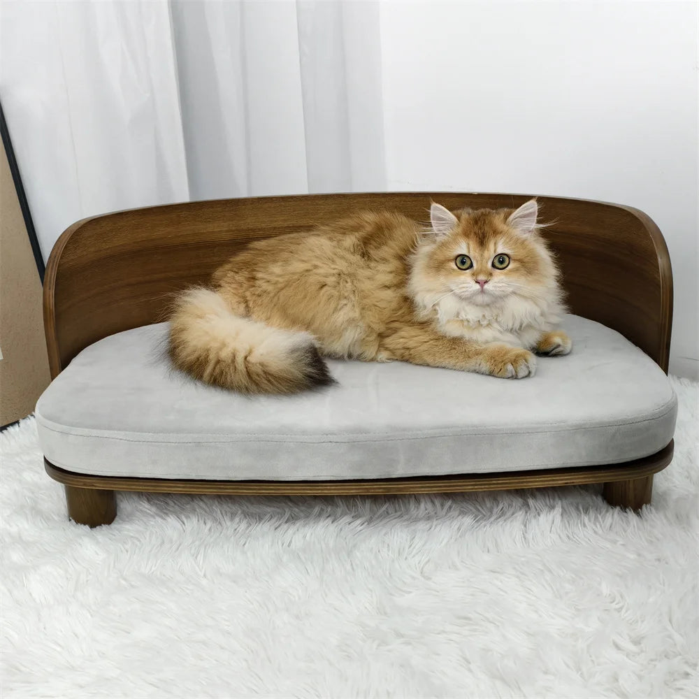 Borwart Elevated Wood Pet Sofa Bed for Dogs Cushion
