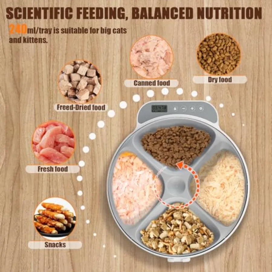 Automatic Wet Food Cat Feeder Timed Fresh Meals Dispenser
