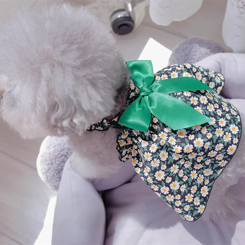 Cyan Flower Sleeveless Summer Pet Princess Dress