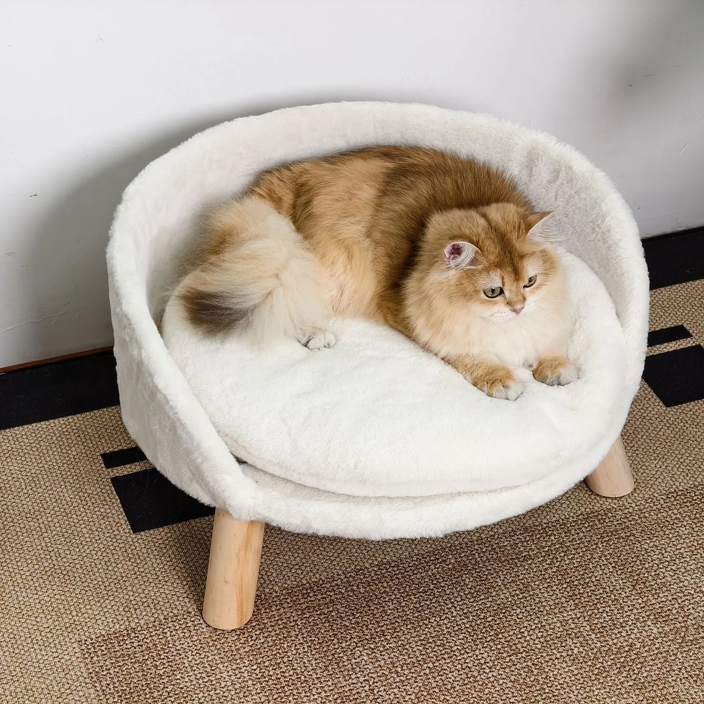 BORWART Soft Elevated Dog Cat Sofa Bed With Removable Cushion