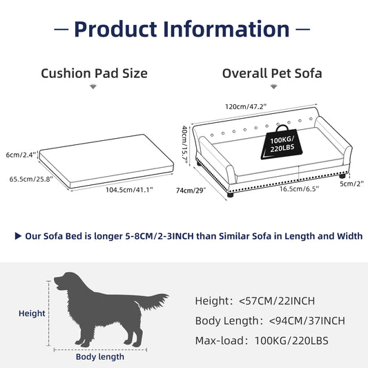 BINGOPAW Dog Sofa Bed Elevated Lounge Removable Cushion