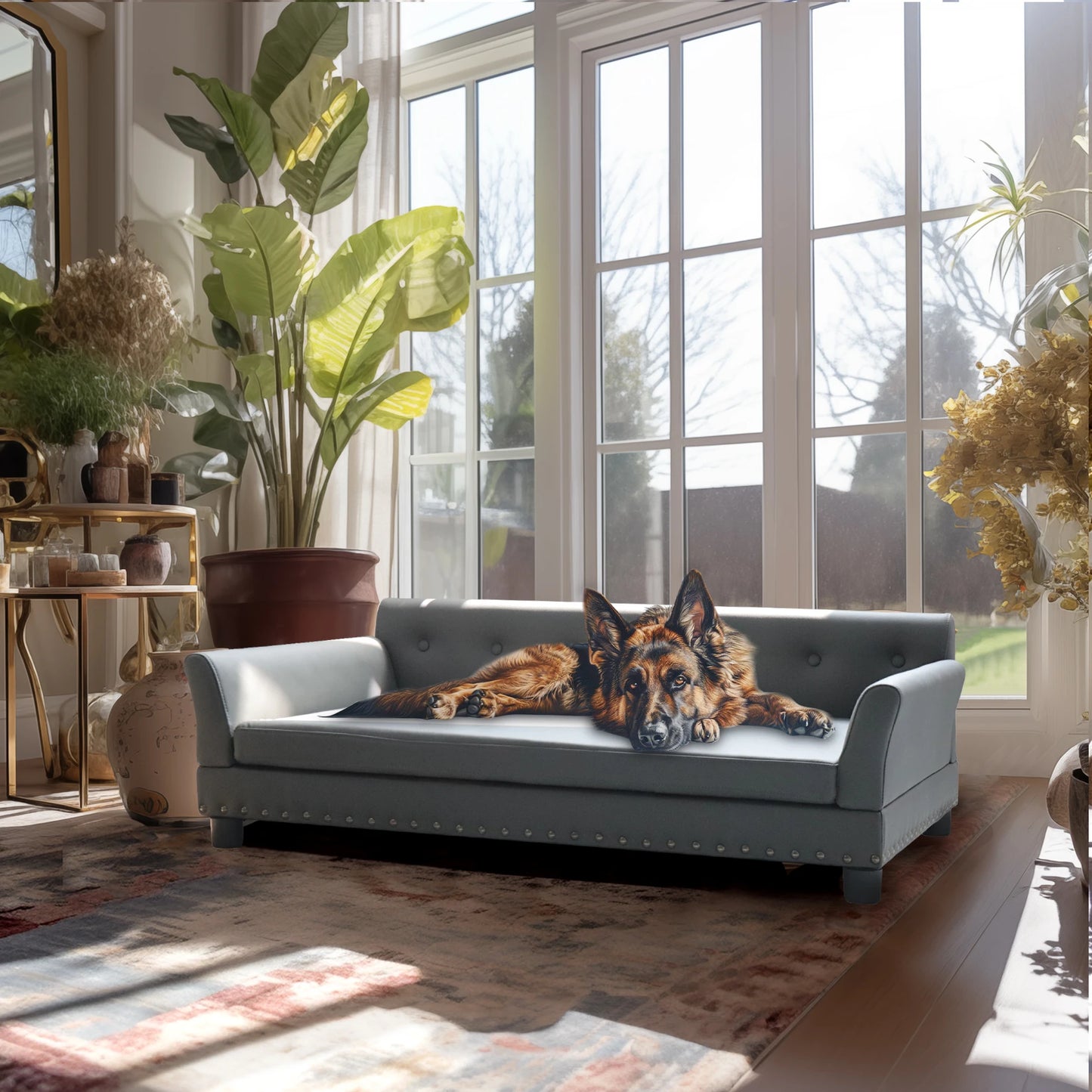BINGOPAW Durable Elevated Leather Dog Bed Sofa For Pets