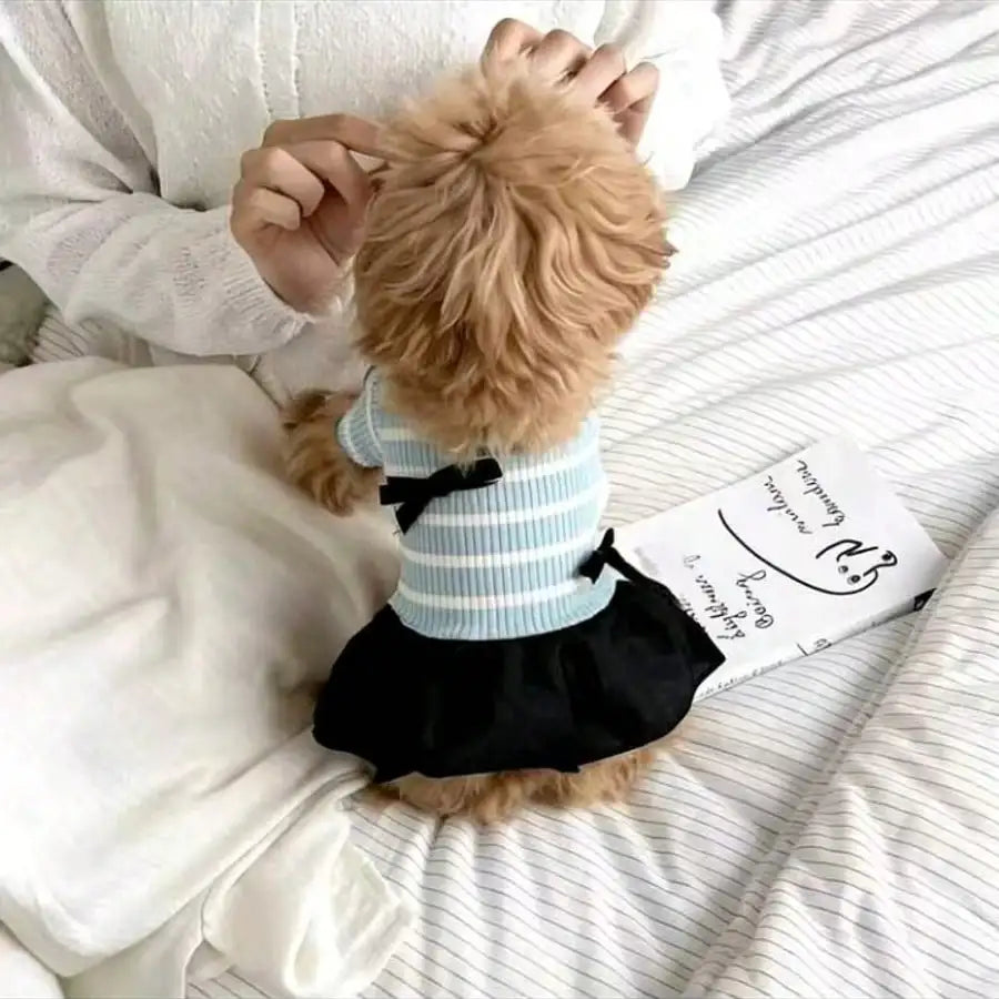 Small Dog Striped Casual Dress Lightweight Airy Fabric Pet Clothes