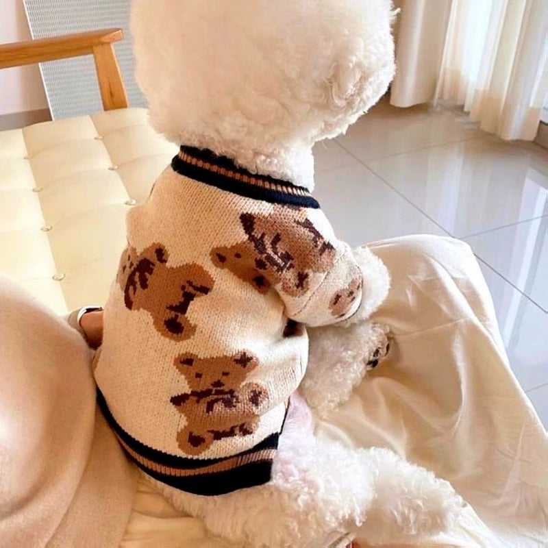 Doggyzstyle Striped Cotton Cardigan Sweater For Dogs