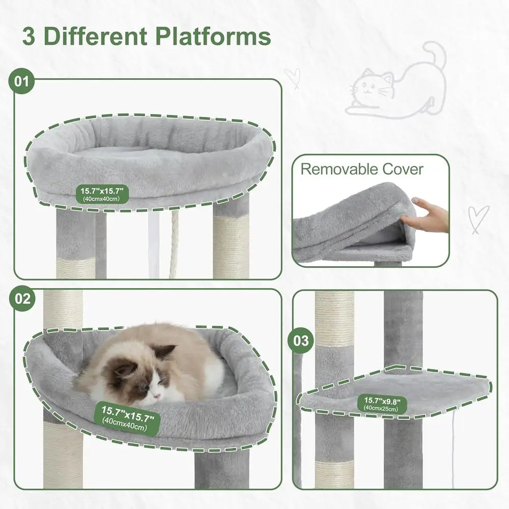 Gitelsnour Cat Tree or Large Adult, 71.7'' Tall Cat Tower or Indoor Cats, Sturdy Heavy Duty Cat Tree Tower or 20 lbs+Cats, 3 Big