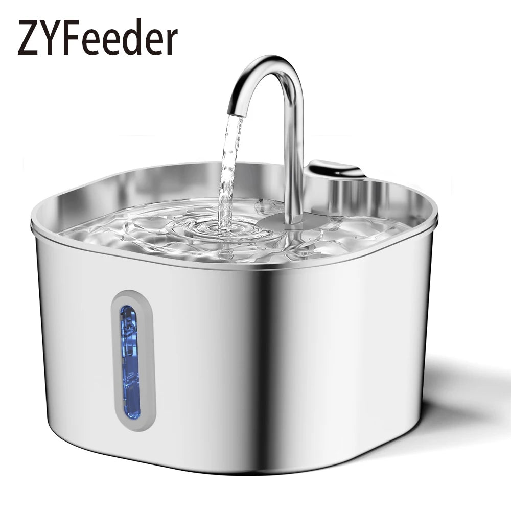 Square Stainless Steel Automatic Cat Water Fountain With Window