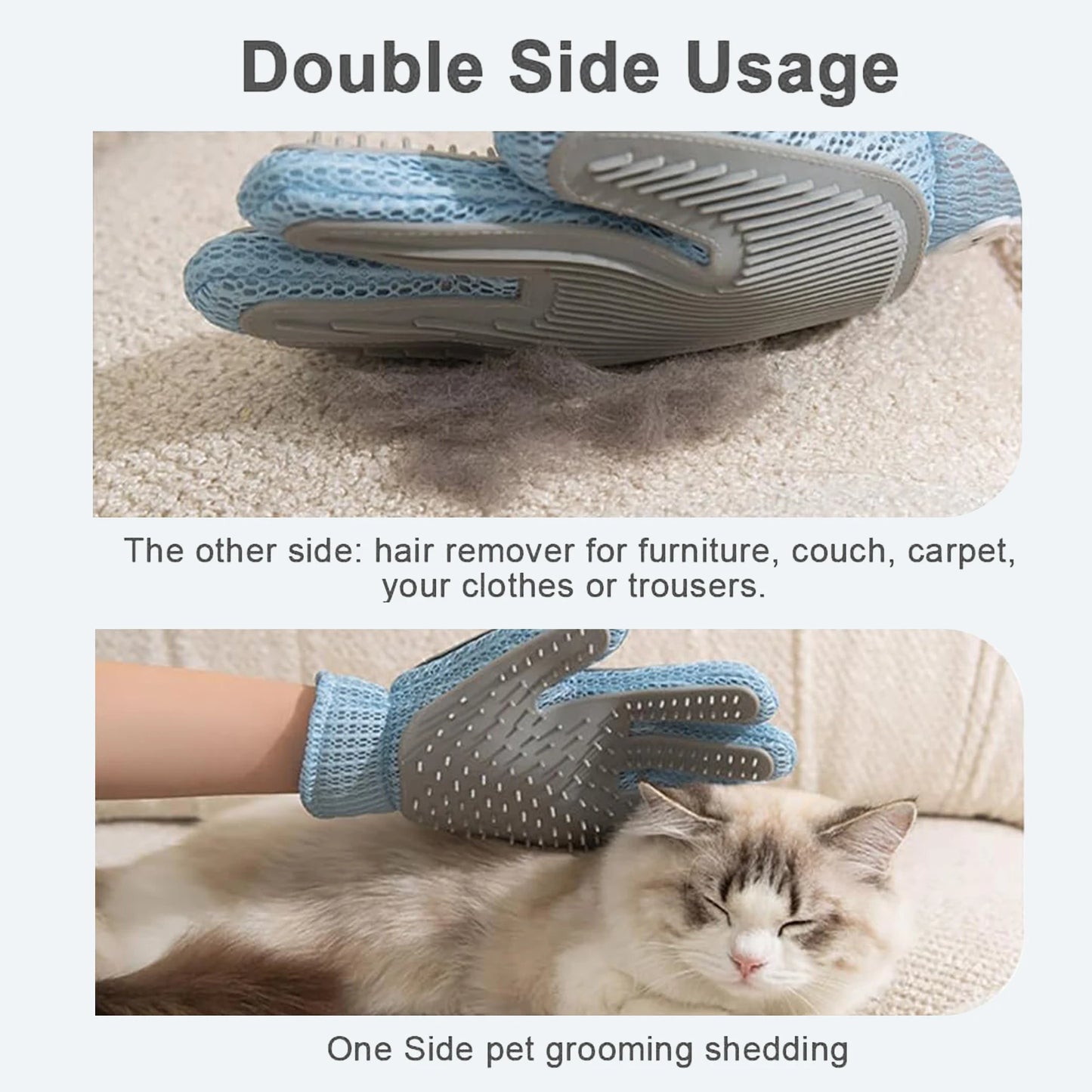 Universal Rubber Pet Grooming Glove Deshedder Removes Dog Cat Fur